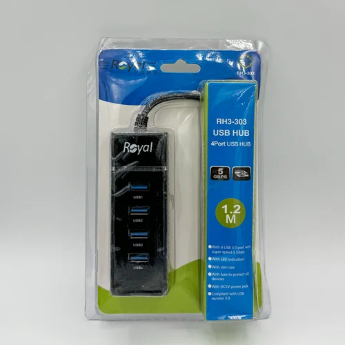 هاب رویال 4 پورت USB3 با سرعت 5 گیگ بر ثانیه کد RH3303
